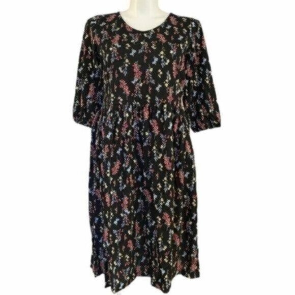 Woman Within Dresses & Skirts - NWOT Woman Within Black Floral Dress - Size 14/16 (Medium)